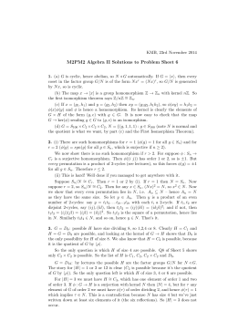M2PM2 Algebra II Solutions to Problem Sheet 6