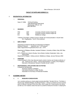 1 Date of Revision: 2014-04-29 FACULTY OF ARTS AND SCIENCE