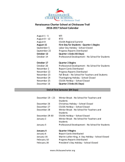 2016-2017 School Calendar - Renaissance Charter School at