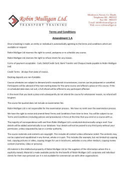 Terms and Conditions Amendment 1.A