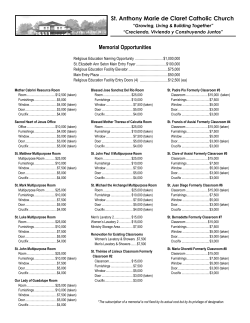 St. Anthony Marie de Claret Catholic Church Memorial Opportunities