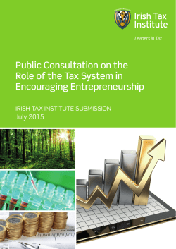 Public Consultation on the Role of the Tax System in Encouraging