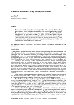 Authentic recreation: living history and leisure