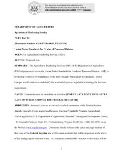 1 DEPARTMENT OF AGRICULTURE Agricultural Marketing Service