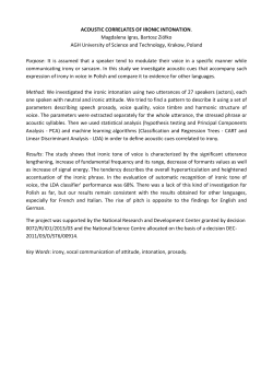 ACOUSTIC CORRELATES OF IRONIC INTONATION