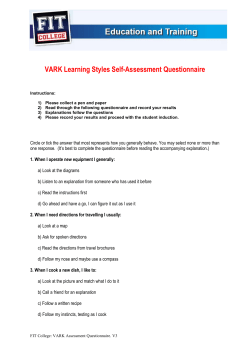 VARK Learning Styles Self-Assessment Questionnaire