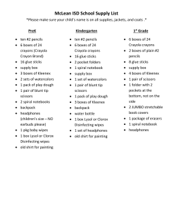 PK-6 Supply List