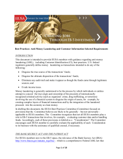 Best Practices: Anti-Money Laundering and Customer