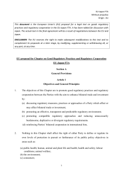 EU-Japan FTA: EU proposal for Chapter on