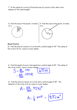 8. Find the area of the sector, in terms of &pi;. 9. Find the area of the