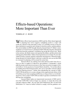 Effects-based Operations: More Important Than Ever