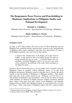 The Bangsamoro Peace Process and Peacebuilding in Mindanao