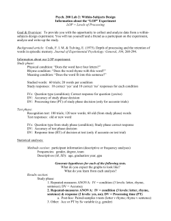 Psych. 200 Lab 2: Within-Subjects Design Information about the