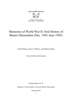 Memories of World War II: Oral History of Brunei Darussalam