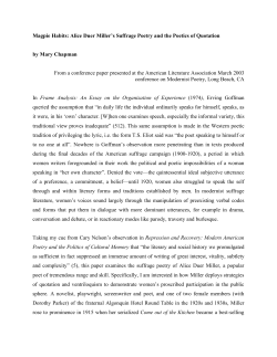 Magpie Habits: Alice Duer Miller`s Suffrage Poetry and the