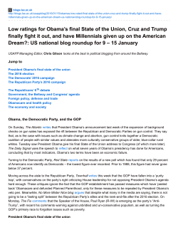 Low ratings for Obama`s final State of the Union, Cruz and Trump