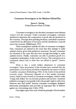 Consumer Sovereignty in the Modern Global Era