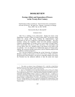 Foreign Affairs and Separation of Powers in the Twenty