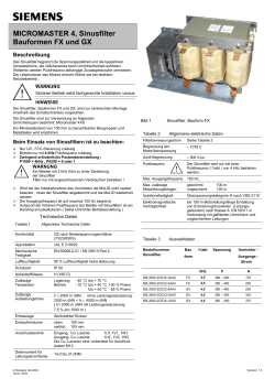 MICROMASTER 4, Sinusfilter Bauformen FX und GX