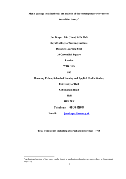 Men`s passage to fatherhood: an analysis of the contemporary