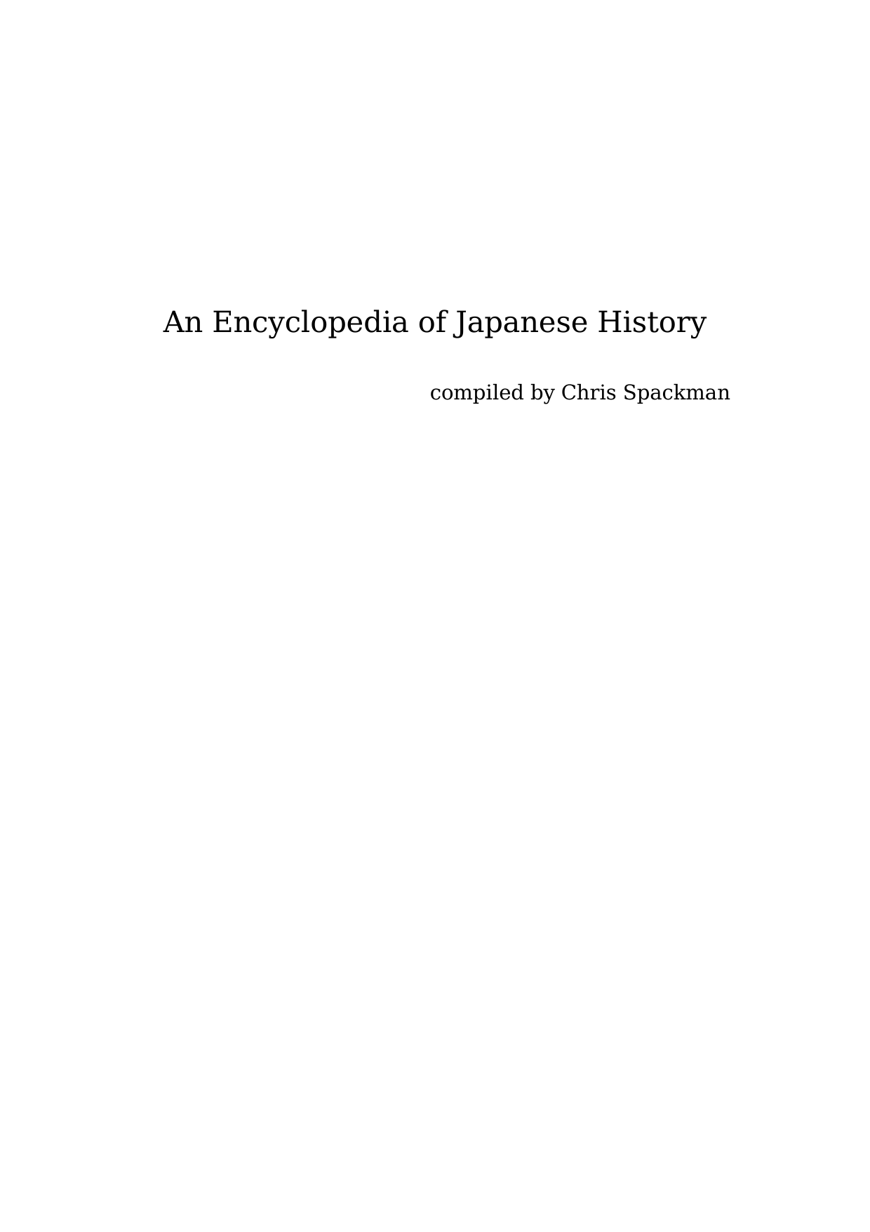 Encyclopedia Of Japanese History
