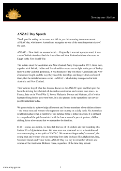 ANZAC Day Speech - Australian Army