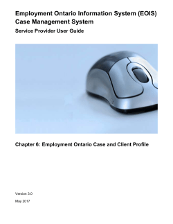 Chapter 6 - Employment Ontario Case and Client Profile