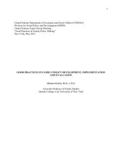 Good Practices in Family Policy Development, Implementation and