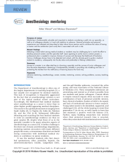 Anesthesiology mentoring