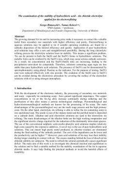 The examination of the stability of hydrochloride electrolyte solutions