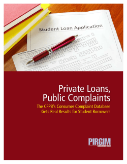 Private Loans, Public Complaints: The CFPB`s Consumer Complaint