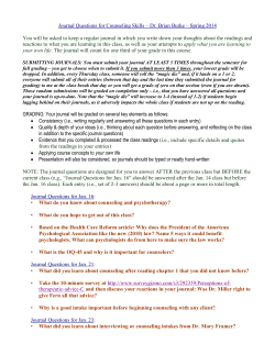 PSYC 420 - Journal Questions (Winter 2013)