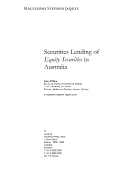 Securities Lending of Equity Securities in Australia