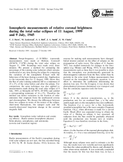 Ionospheric measurements of relative coronal brightness during the