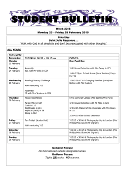 student bulletin - Notre Dame School Plymouth