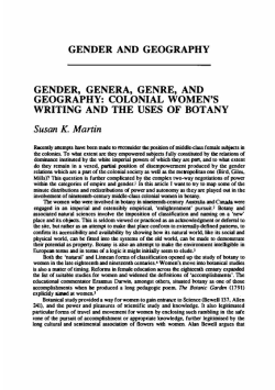 GENDER AND GEOGRAPHY GENDER, GENERA, GENRE, AND