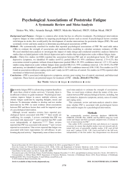Psychological Associations of Poststroke Fatigue