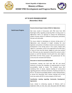Ministry of Mines SDNRP-PMU Development and Progress Matrix