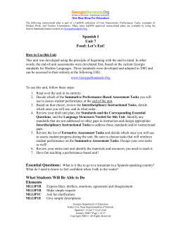Spanish I Unit 7 Food: Let`s Eat