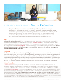 RESEARCH IN ORATORY: Source Evaluation