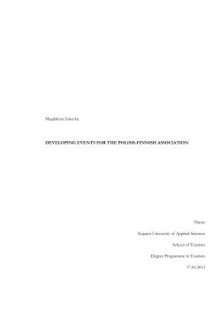 Magdalena Lisiecka DEVELOPING EVENTS FOR THE