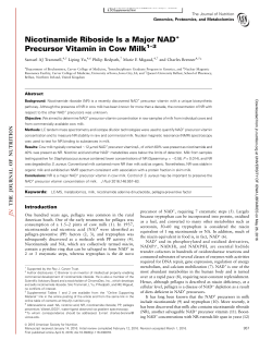 Nicotinamide Riboside Is a Major NAD Precursor Vitamin in Cow Milk