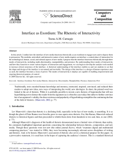 Interface as Exordium: The Rhetoric of Interactivity