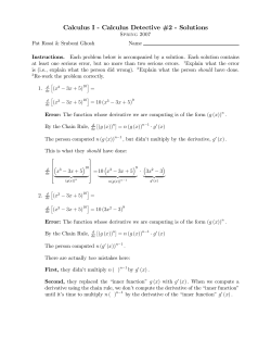 Calculus I - Calculus Detective #2 - Solutions