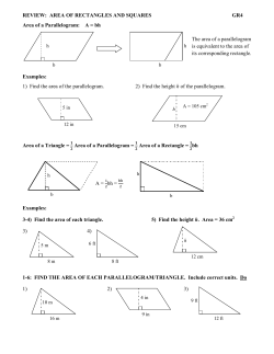 REVIEW: AREA OF RECTANGLES AND SQUARES GR4 Area of a