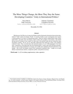 Developing Countries` Unity in International Politics