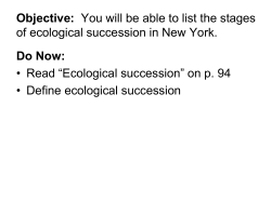 Objective: You will be able to list the stages of ecological succession