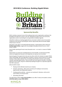 2016 INCA Conference Excel London Sponsorship Benefits.pages
