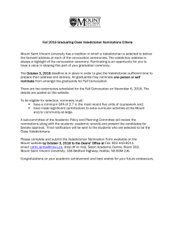 Fall 2016 Graduating Class Valedictorian Nominations