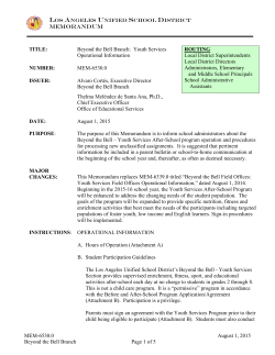 MEM-6530.0 &ndash; Beyond the Bell: Youth Services